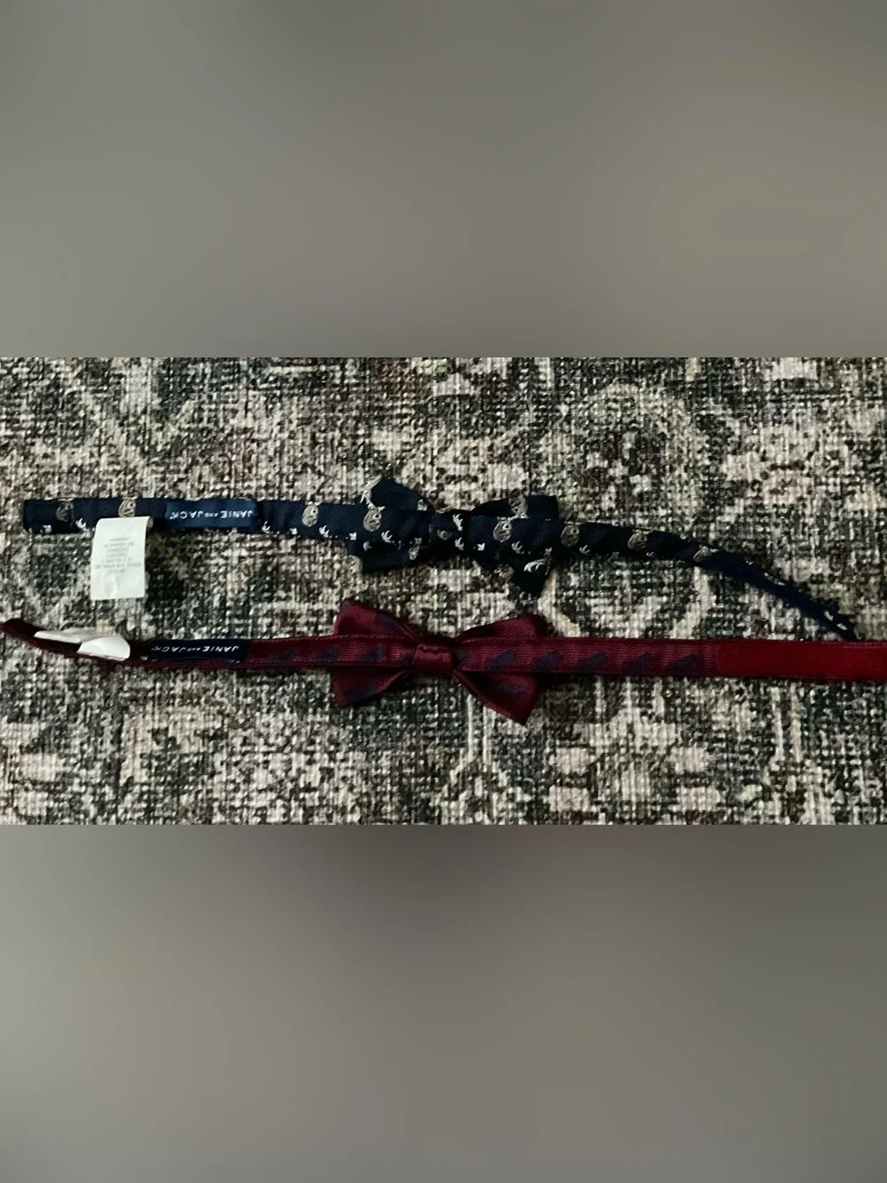 Janie and Jack Navy Deer Print and Burgundy Bow Tie Set